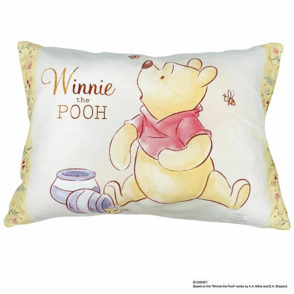 くまのプーさん 枕 まくら カバー付き 28×39cm 蜂蜜柄 ポリエステル100％ ディズニー Disney 2023‐2024年版