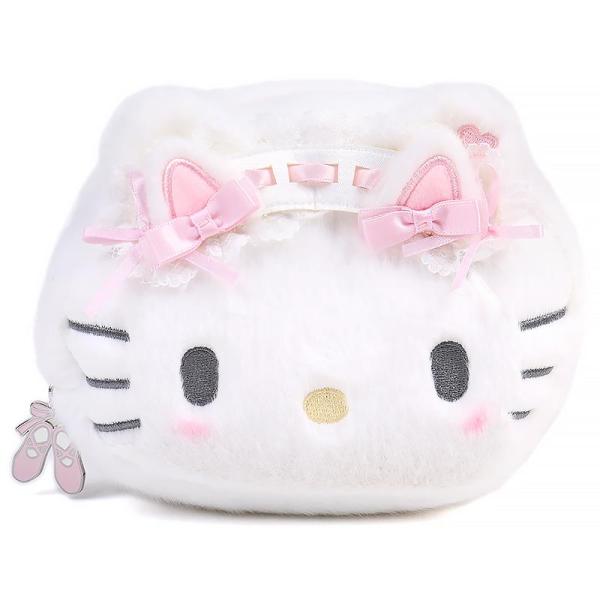 ハローキティ ポーチ 化粧ポーチ フェイス形ポーチ 白猫バレリーナ