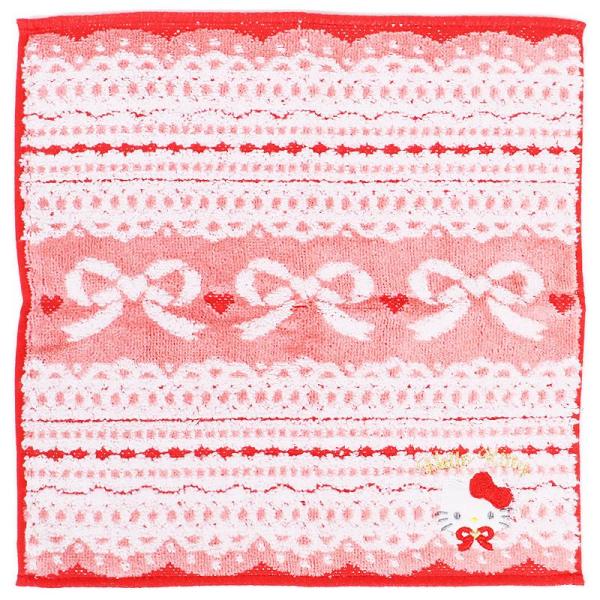 ハローキティ プチタオル レース ハンカチ ジャカード織り レディース