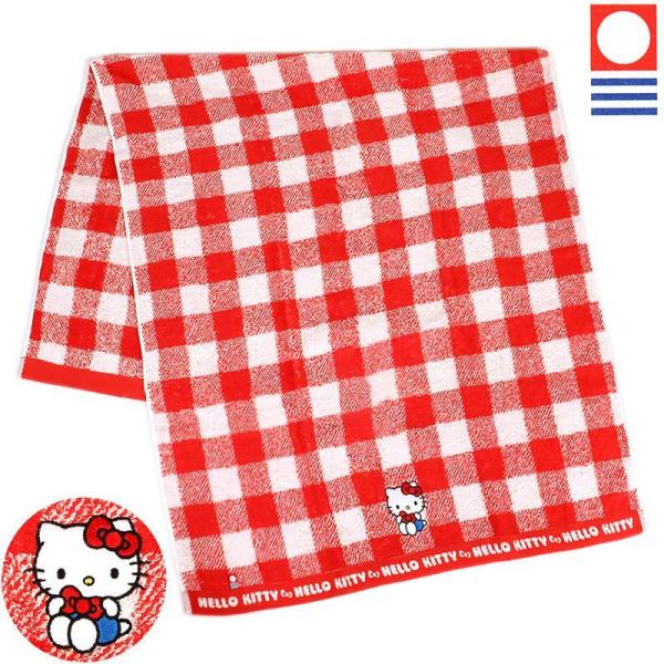 ハローキティ 今治バスタオル 日本製 綿100% リボン チェック