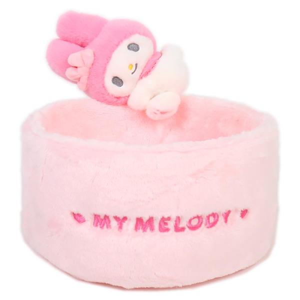 マイメロディ マスコット付き小物入れ 丸形 小物収納かご かわいい