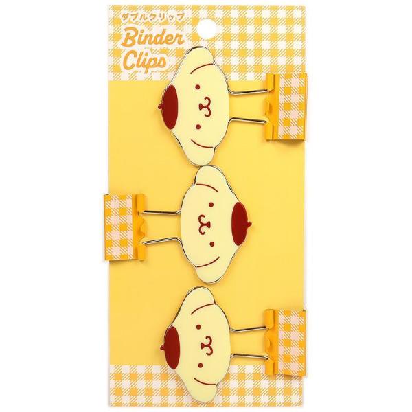 ポムポムプリン ダブルクリップ 3個セット サンリオ カラフルギンガム