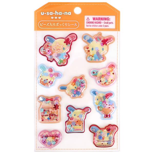 ウサハナ シール ビーズ入りぷっくりシール カラー箔押し かわいい キャラめきシールふれんず  サンリオ sanrio キャラクター