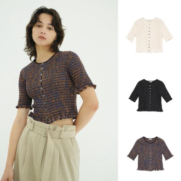 トップス CLANE SHIRRING HALF SLEEVE BLOUSE CLANE（クラネ） 即日発送 正規商品 トップス シャーリング ハーフ