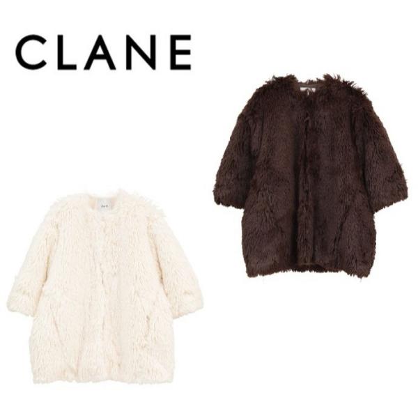 CLANEクラネオリーブグリーン フェイクファー ジャケット サイズ1 CLANE（クラネ） 【26AW 先行予約】CLANE 正規商品 ハーフスリーブ