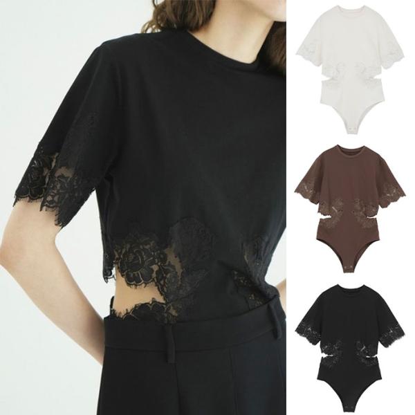 CLANE 正規商品 クラネ トップス サイドレース カット アウト ボディスーツ SIDE LACE CUT OUT BODYSUITS ホワイト/ブラウン/ブラック 3色展開 2026秋冬新作