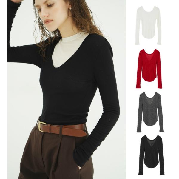 CLANE 正規商品 トップス クラネ ダブル フェイス ウール リブ トップス W FACE WOOL RIB TOPS ホワイト/レッド/グレー/ブラック 4色展開  2026秋冬新作