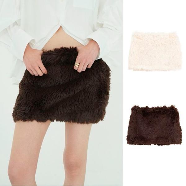 予約 9月中旬頃入荷予定 CLANE 正規商品 ボトムス クラネ フェイクファー ミニ スカート FAKE FUR MINI SKIRT アイボリー/ブラウン 2色展開 2026秋冬新作