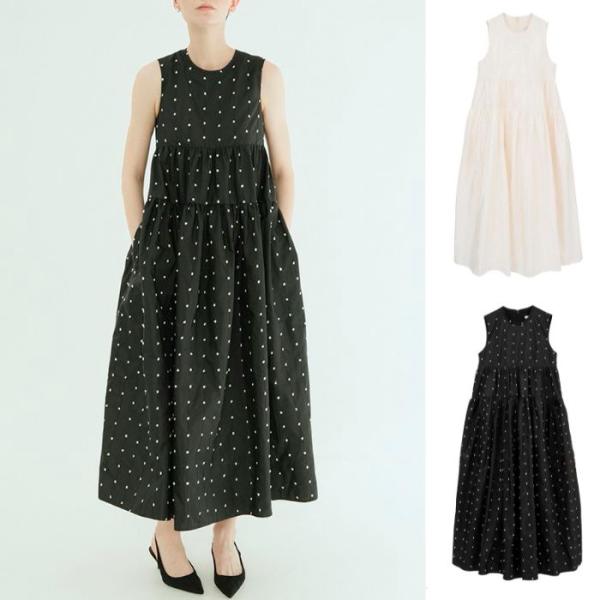 CLANE 正規商品 クラネ ドット タイ ボリューム ワンピ―ス DOT TIERED VOLUME ONEPIECE アイボリー/ミックス 2色展開 2026秋冬新作