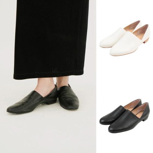 即日発送 CLANE 正規商品 シューズ クラネ サイドカット スタックド フラットシューズ SIDE CUT STACKED FLAT SHOES アイボリー/ブラック 2色展開 2026秋冬新作