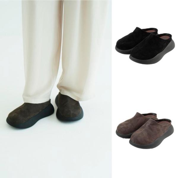 即日発送 CLANE 正規商品 シューズ クラネ スウェード パフ スリッポン SUEDE PUFF SLIPONS ブラウン/ブラック 2色展開 2026秋冬新作