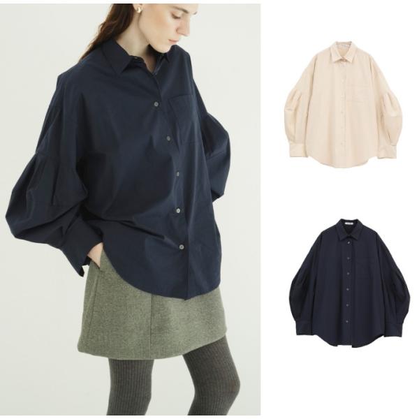 CLANE 正規商品 クラネ ボリューム スリーブシャツ VOLUME SLEEVE SHIRTS ベージュ/ネイビー BEIGE/NAVY 2色展開 2026秋冬新作