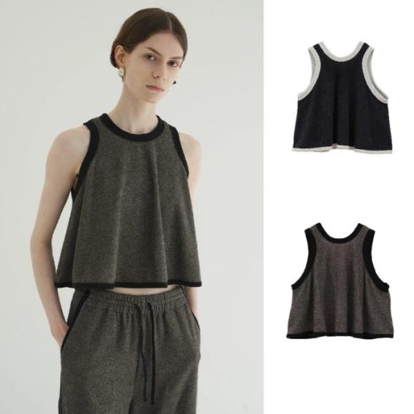 clane クラネ　PILE FLARE TANK TOPS ブラウン CLANE - パイル フレアショートトップス - PILE FLARE TANK TOPS