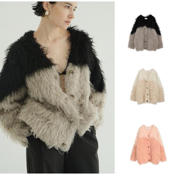 CLANE 正規商品 クラネ バイカラー シャギー ニット カーディガン