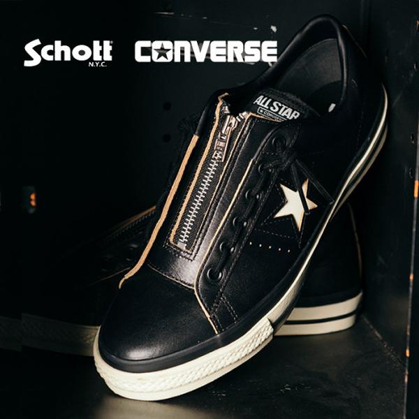 【4月3日発売開始】Schott×CONVERSE ショット×コンバース ONE STAR Z / Schott ワンスター Z レザー ブラック BLACK 2026春夏新作