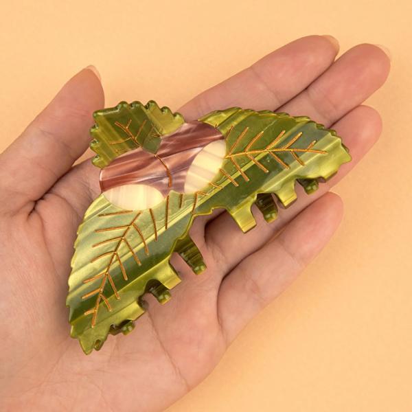 ククシュゼット 正規商品 ヘア アクセ ギフト 新作 秋 ハロウィン 栗 マロン Coucou Suzette 栗 ヘア クロー Chestnut Hair Claw グリーン Green