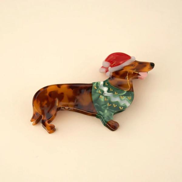 ククシュゼット 正規商品 ヘアアクセ 新作 冬 クリスマス Coucou Suzette チリー ダックスフンド ヘアクロー Chilly Dachshund