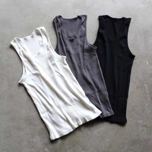 OMM グレー ノースリーブタンクトップ M スリムフィット リブタンク