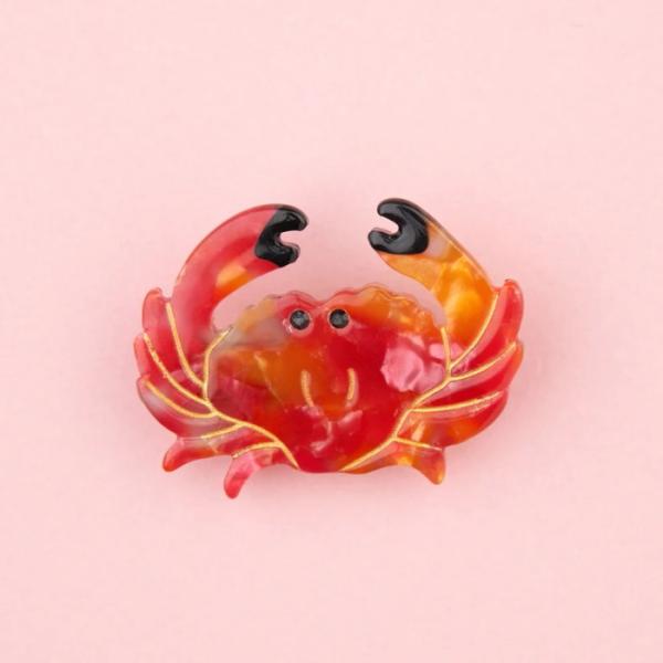 ククシュゼット 正規商品 アクセ ピン クリップ 海 魚 かわいい ギフト Coucou Suzette カニ ヘア クリップ Crab Hair Clip レッド Red