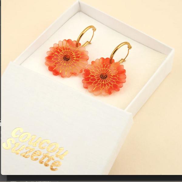 ククシュゼット 正規商品 ピアス 両耳 ギフト 新作 花 個性的 ガーデン Coucou Suzette ダリア ピアス Dahlia Earrings レッド Red