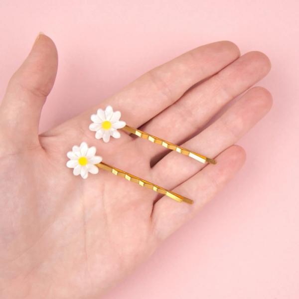 ククシュゼット 正規商品 ヘア アクセ ピン かわいい 花 フランス Coucou Suzette デイジー ヘア ピン 2本セット Daisy Bobby Pins 2set ホワイト White