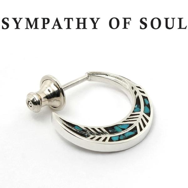 VpV[Iu\E sAX SYMPATHY OF SOUL Feather Inlay Hoop Pierce Silver Turquoise tFU[ CC t[v sAX Vo[ ^[RCY