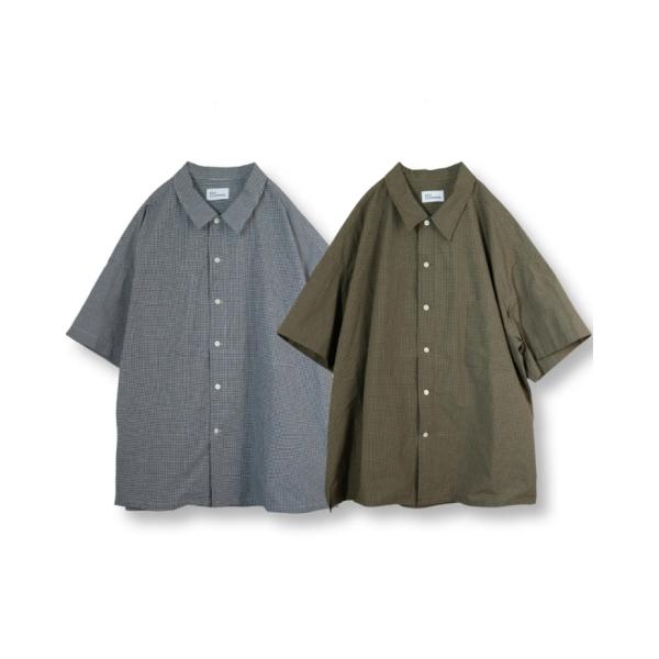 7月中旬入荷 エディットクロージング シャツ  EDIT CLOTHING ギンガムチェック シャツ GINGHAM CHECK SHORT SLEEVE SHIRTS ブラック/カーキ 2026春夏新作