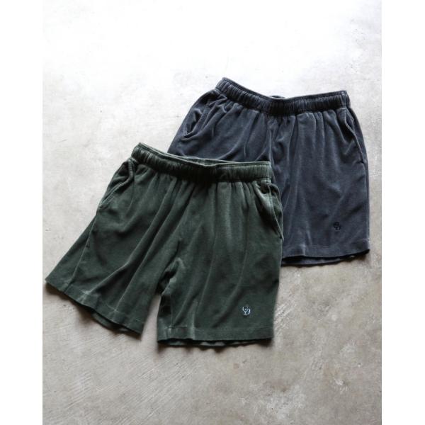 GOODAYS × SCREEN STARS パイル ピグメント ショーツ Pile pigment shorts ブラック/ダークグリーン 2色展開 2026春夏新作