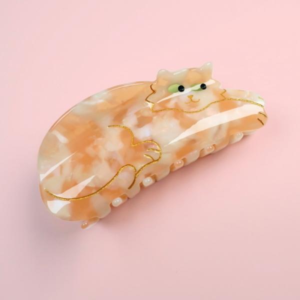 ククシュゼット 正規商品 ヘア アクセ クリップ 猫 トラ猫 茶トラ