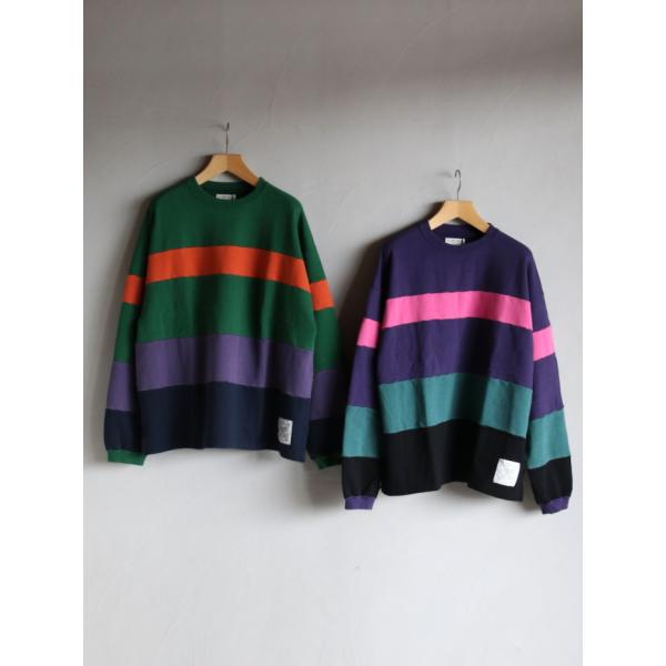 ILL ONE EIGHTY スウェット イル ワンエイティ レトロ ボーダー スウェット RETRO BORDER SWEAT SHIRT グリーン/パープル GREEN/PURPLE 2026秋冬新作