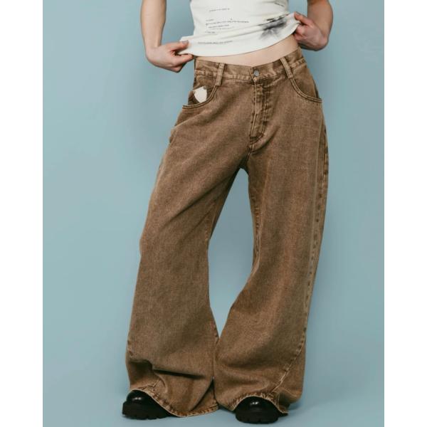 Knuth Marf パンツ クヌースマーフ ワイド ベルボトム デニム パンツ wide bell-bottom denim pants グレー/ブラウン/ブラック 3色展開 2026春夏新作