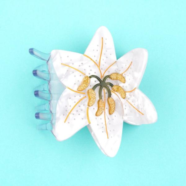 ククシュゼット 正規商品 ヘア アクセ クリップ かわいい 花 フランス ギフト Coucou Suzette リリウム ユリ ヘアクロー Lilium Hair Claw ホワイト White