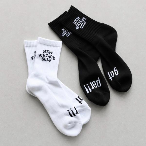 NEW VINTAGE GOLF ユニセックス ソックス ニュービンテージ ゴルフ ロゴソックス NVG Got Par!!3 Socks ホワイト/ブラック 2色展開 2026秋冬新作