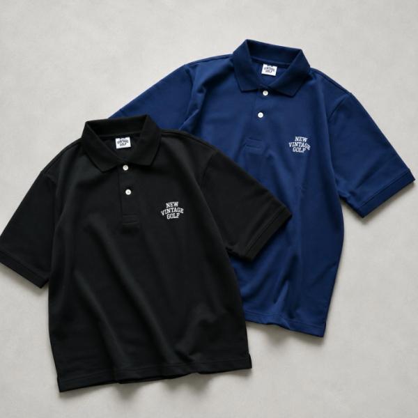 NEW VINTAGE GOLF ユニセックス ポロシャツ ニュービンテージゴルフ アーチ ロゴ ポロ NVG Arch Logo Polo ブラック/ネイビー 2色展開 2026秋冬新作