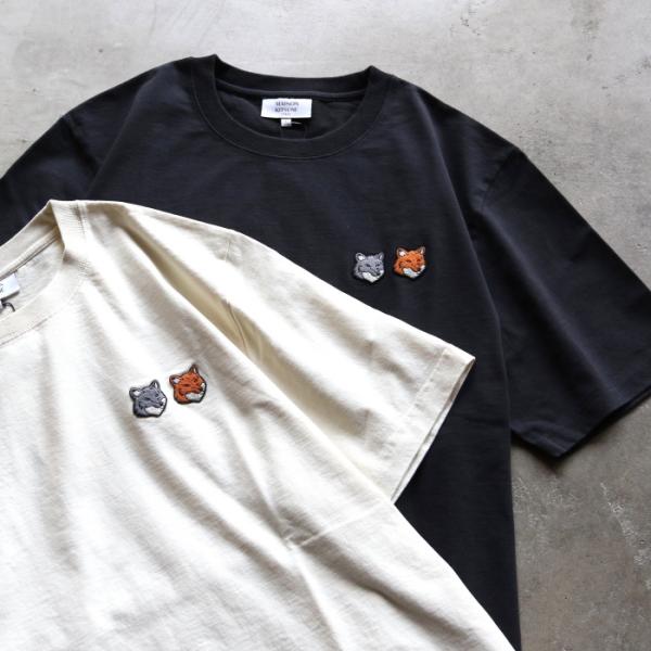【初期汚れあり】メゾンキツネ DOUBLE FOX HEAD Tシャツ MAISON KITSUNE（メゾン キツネ） メゾン キツネ 半袖Tシャツ DOUBLE