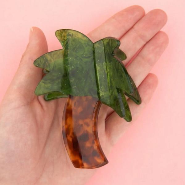 ククシュゼット 正規商品 Coucou Suzette ヘア アクセ クリップ かわいい ギフト フランス ヤシの木 ヘア クロー Palm Tree Hair Claw ブラウン×グリーン