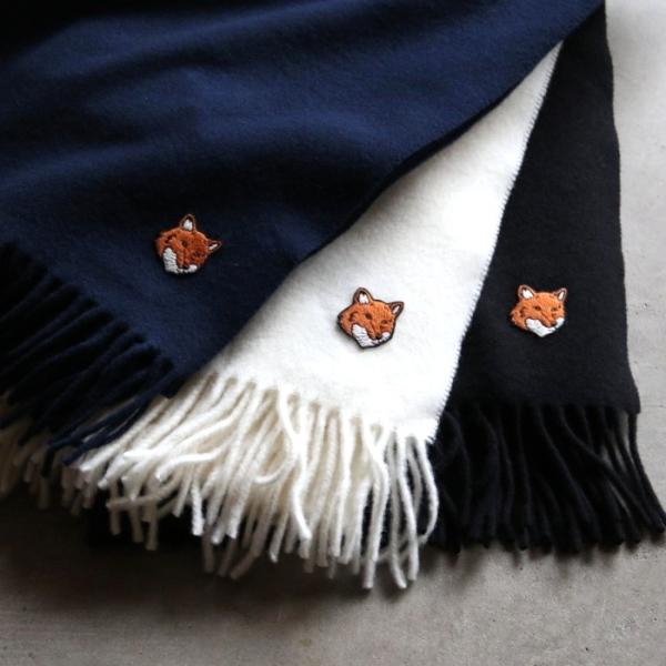 MAISON KITSUNE メゾンキツネ フォックスマフラー　ブラック charger_pm06201wb0044