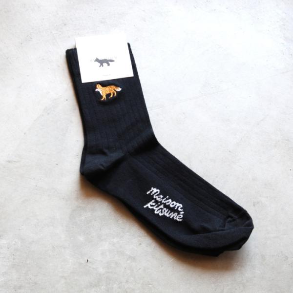 BABYL　子狐ソックス　黒　赤　Mサイズ　23-25cm　靴下 MAISON KITSUNE（メゾン キツネ） 靴下 ギフト ベイビー フォックス