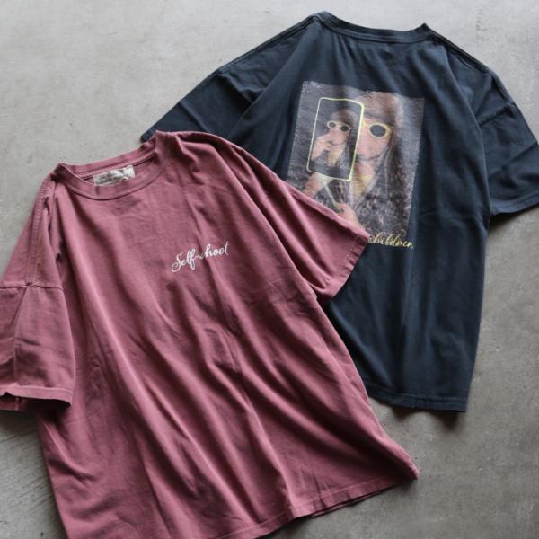 レミレリーフ Tシャツ REMI RELIEF  男性 セルフショットプリントビッグ Tシャツ HARD SP加工20/天竺BIGサイズT(Self shot )  ボルドー/ブラック 2026年春夏新作