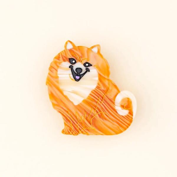 ククシュゼット 正規商品 ヘア アクセ ピン クリップ 犬 かわいい フランス ギフト Coucou Suzette スピッツ ヘア クリップ Spitz Hair Clip ブラウン Brown