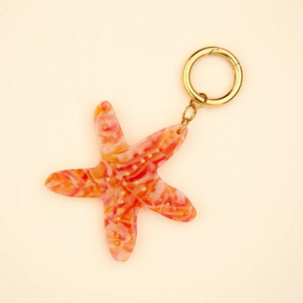ククシュゼット 正規商品 キーリング キーホルダー かわいい ギフト フランス Coucou Suzette ヒトデ チャーム Starfish Charm オレンジ Orange