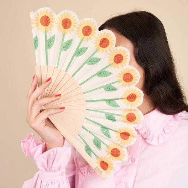ククシュゼット 正規商品 かわいい フランス ギフト Coucou Suzette ひまわり ハンドファン 扇子 Sunflower Handfan イエロー Yellow×Green