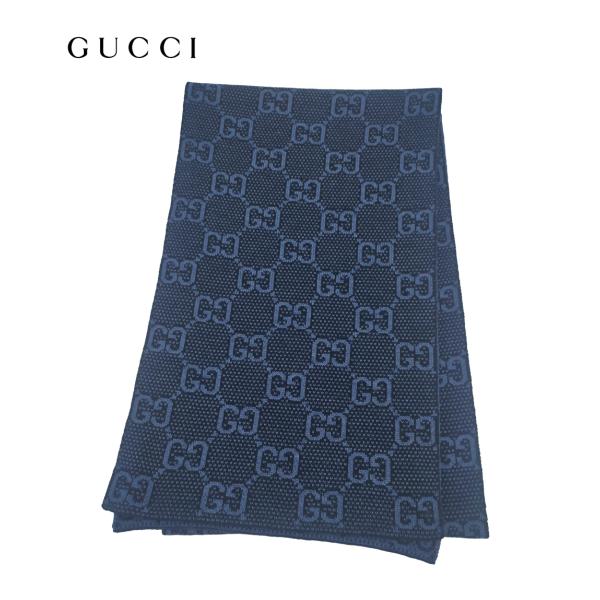 GUCCI GGロゴ デニムブルー リバーシブル マフラー GG グッチ ストール マフラー GUCCI リバーシブル メンズ レディース