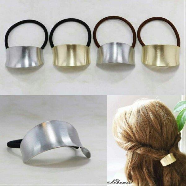 ヘアカフスB　メタル ゴールド ヘアアクセサリーー ヘアゴム メタルアクセ レディース