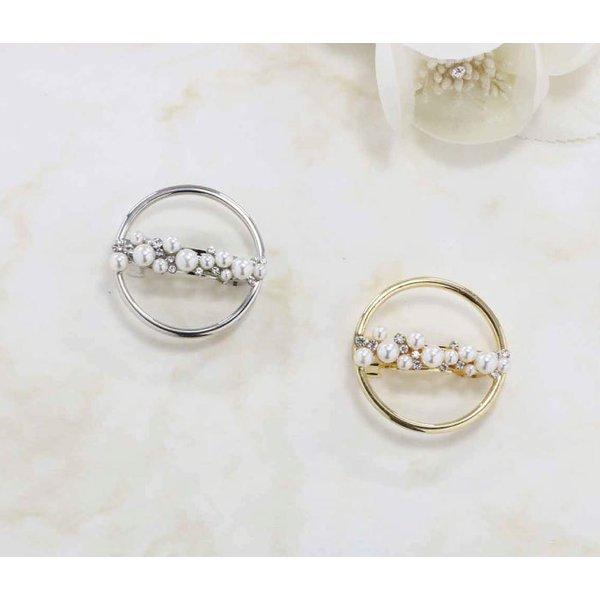 パール付きサークルバレッタ　ヘアアクセサリー パール バレッタ