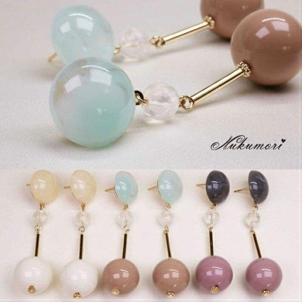 大ぶりウッドピアス 大ぶりチタンポスト ピアス ウッドビーズ アクリルビーズ アクセサリー レディース ピアス 大振りピアス 大振り
