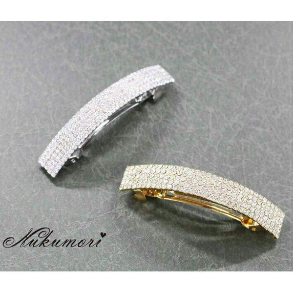 バレッタ ラインストーン シンプル バレッタ 結婚式 ヘアアクセサリー レディース