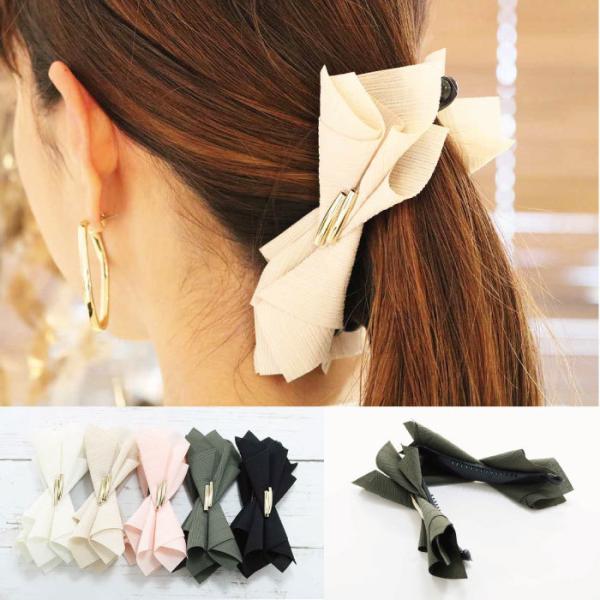 バナナクリップ リボン 大きめ しっかり ヘアクリップ 髪 多い ヘアアクセサリー レディース 髪留め 大人 上品 シンプル カジュアル 結婚式 送料無料