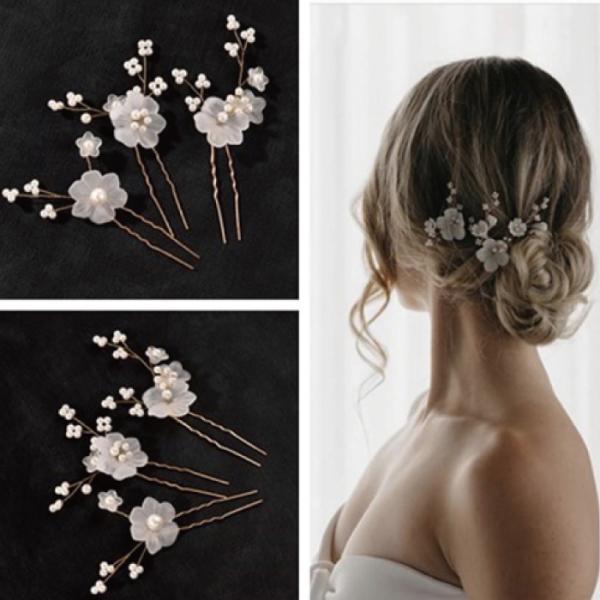 かんざし 3本セット Uピン シンプル ヘアアクセ 和服 パールフラワー シンプル 大人可愛い 結婚式 小枝アクセサリー お呼ばれ 結婚式 成人式 卒業式 入学式