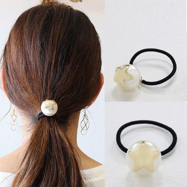 ヘアゴム パール ポニー 大粒 スター 星 ヘアアクセサリー レディース 髪留め シンプル カジュアル 送料無料